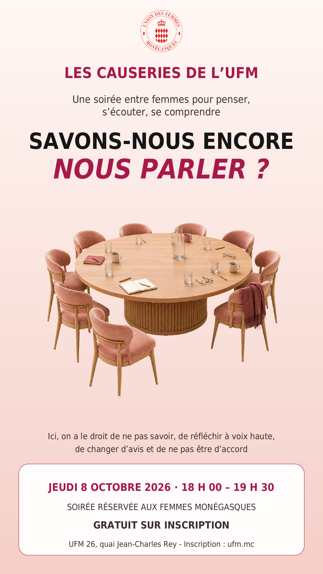 Affiche des Causeries de l’UFM du 8 octobre 2026