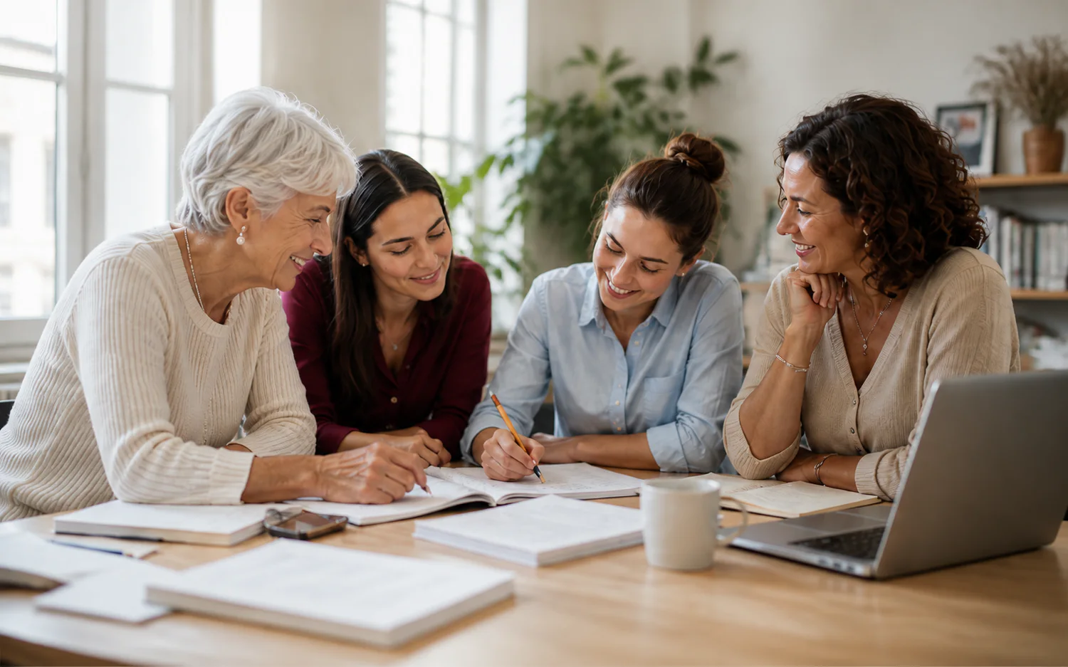 Des femmes étudient ensemble des documents